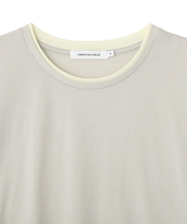 AMERICAN HOLIC 配色レイヤード風シアーＴシャツ Light Gray