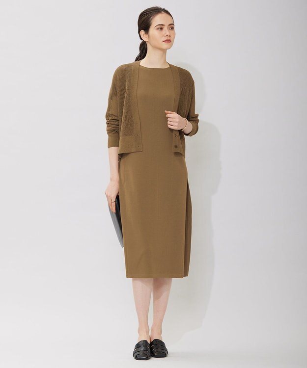 ICB 【洗える】 コイルメッシュ カーディガン キャメル系