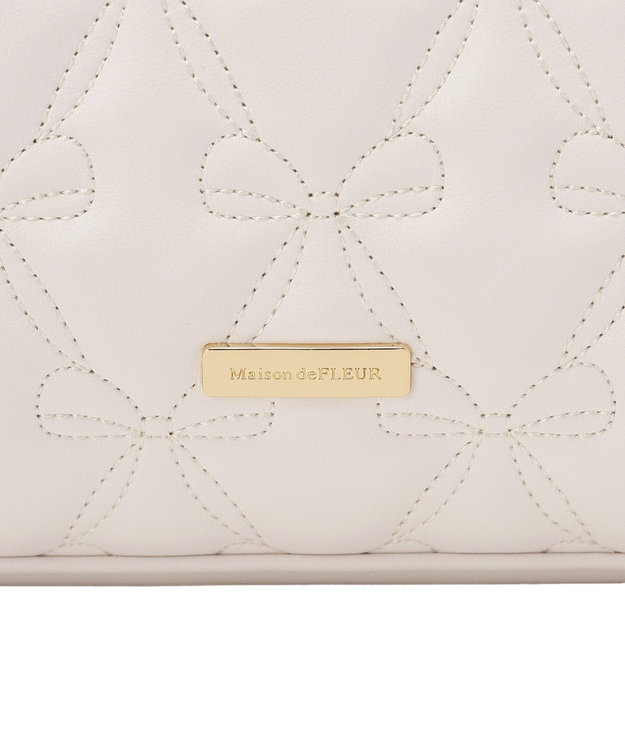 Maison de FLEUR スカーフ付き2ルームリボンキルティングトート Pink