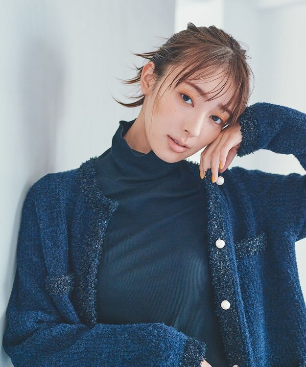 組曲 【洗える】フライスタートルネック カットソー ブラック系