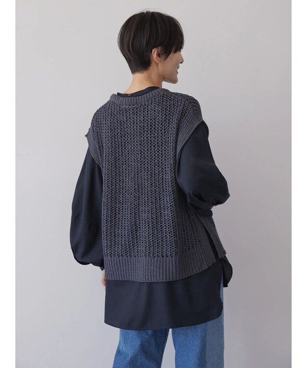 AMERICAN HOLIC ＳＥＴ　ボリュームスリーブシャツ＋ニットベスト Black