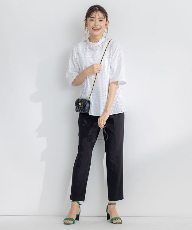 組曲 【吸湿・冷感・UVケア】スタイルアップジャージー パンツ ブラック系