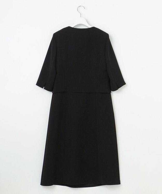 自由区 FORMAL 【洗える/縦横ストレッチ】セオプラスエス横二重ジャケット＋ワンピース ブラック系