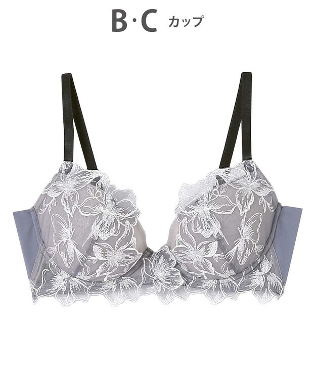 AMPHI ブラジャー 自然なまるみのあるバストシルエット 背中の段差ができにくい整える機能のブラ 【ふわふわブラ】 ブラ BYJ380 アンフィ／ワコール グレー