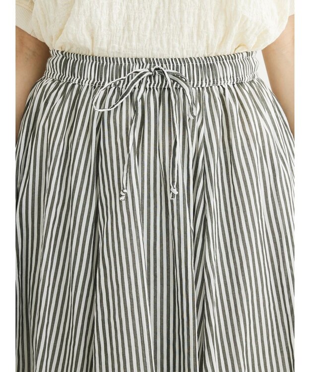 Green Parks インド綿　ふんわりボイルロングスカート Stripe