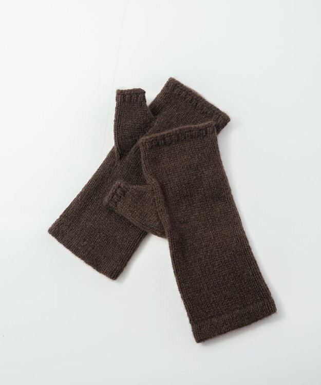 AND WOOL 〈上質な素材と手仕事から生まれた優しいニット〉ヤクの糸を編んだニット手袋 ダークブラウン