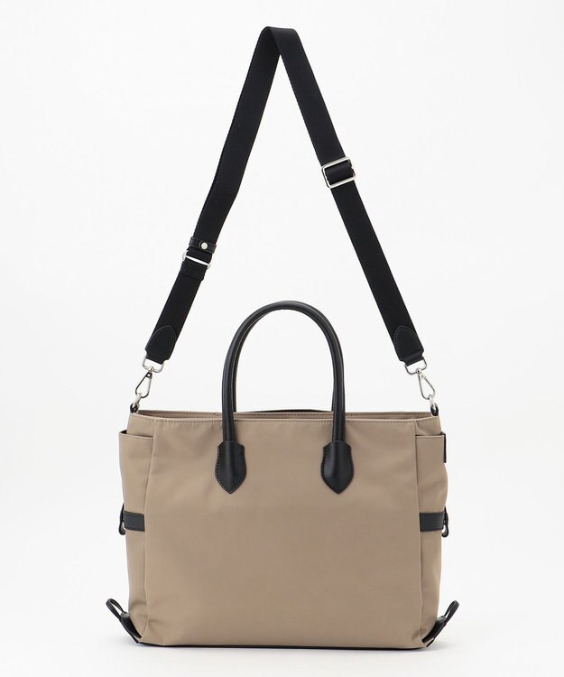 Y'SACCS ナイロン×リサイクルレザー　ホック2WAYトート　Sサイズ グレージュ