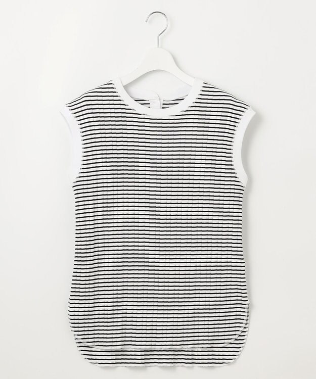 23区 S 【SLOW/一部店舗限定】ランダムリブフライス フレンチスリーブ カットソー ブラック系1