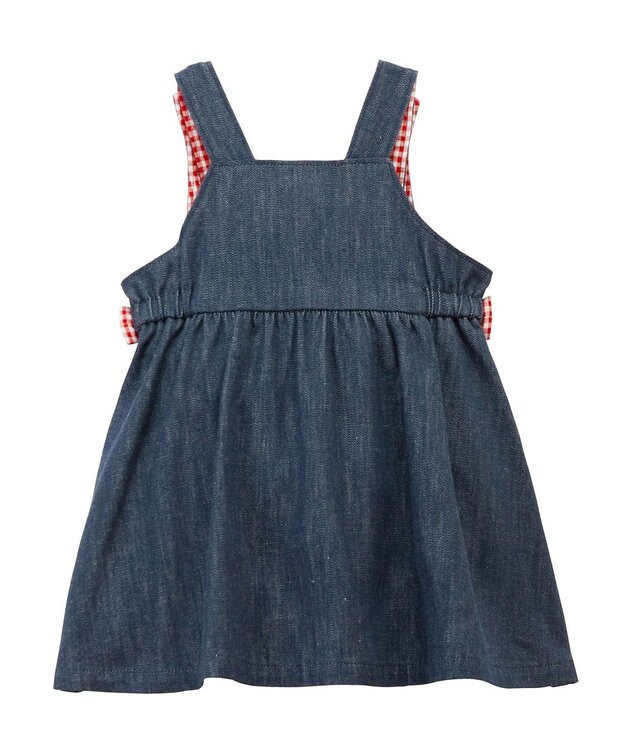 MIKI HOUSE HOT BISCUITS 【70-90cm】 さくらんぼ刺繍 ジャンパースカート＆ブラウスギフトセット【BOX付き】 インディゴブルー