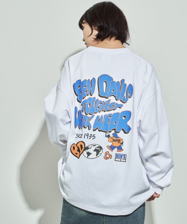 WEGO 【ユニセックス着用ITEM】別注ベンデイビスプランプロゴT（LS） ホワイト