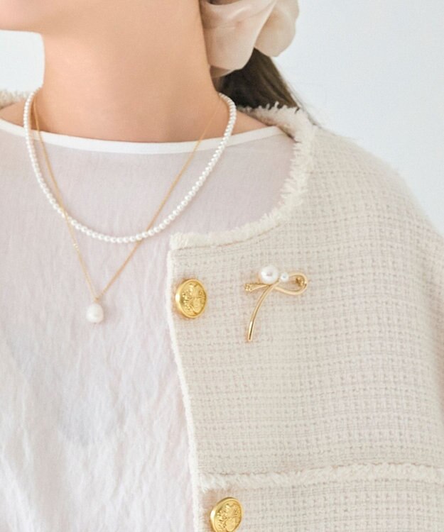 Phoebe クロスメタルパールブローチ　ゴールド ゴールド