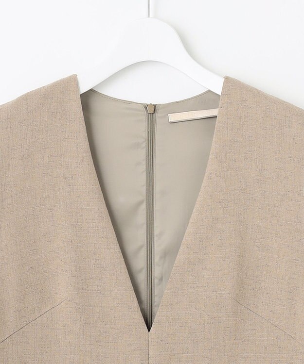 自由区 【XSサイズ～/洗える】ライトブッチャーVネック ジャンパースカート ベージュ系