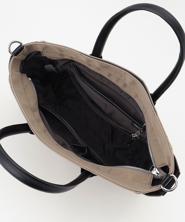 Y'SACCS ナイロン×リサイクルレザー　ホック2WAYトート　Sサイズ グレージュ