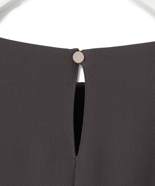 23区 L 【洗える】ストレッチジョーゼット ケープデザイン カットソー ダークブラウン系