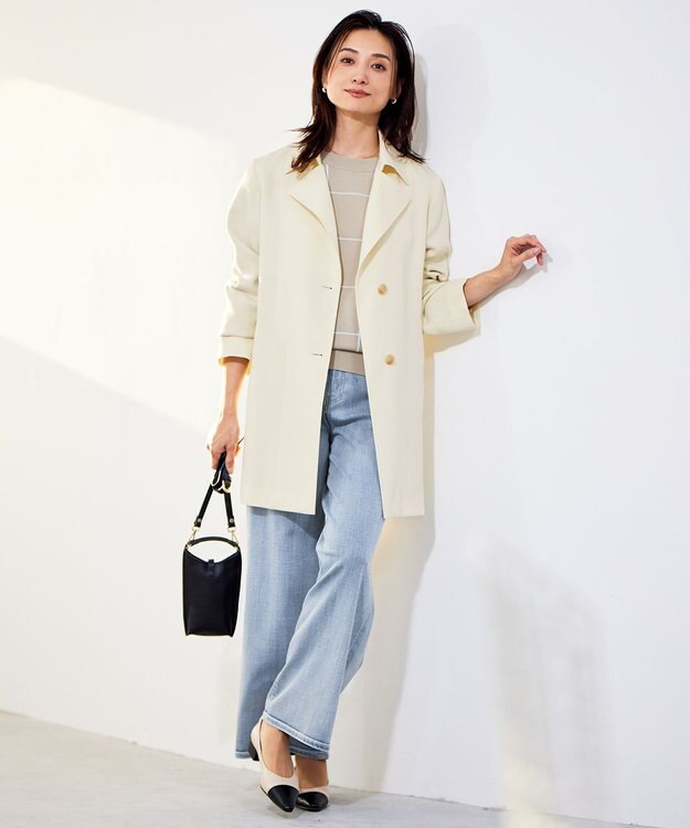 自由区 トロトレンチミドル丈 コート ライトイエロー系