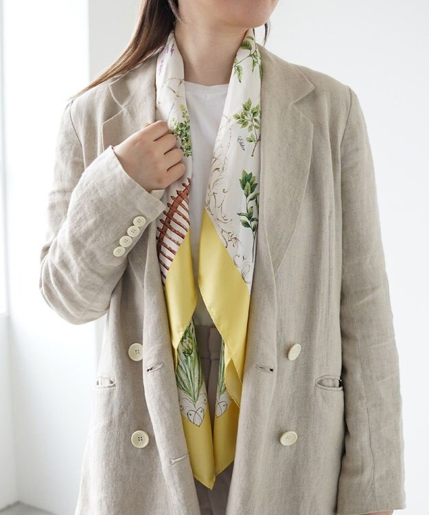 Marca ＜春の新色！＞【伝統横濱スカーフ】ハーブガーデン 大判 シルクツイル スカーフ イエロー
