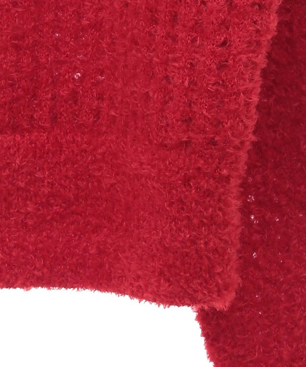 earth music&ecology 格子編み襟付きニットカーディガン Red