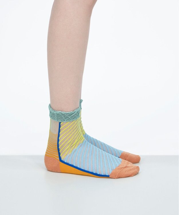 COQ しまうま シアーストライプソックス ライトオレンジ