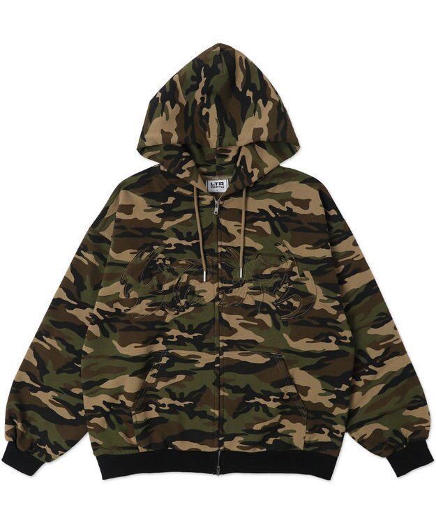 WEGO 【ユニセックス着用ITEM/MLサイズ展開】カモフラグラフィックZIPパーカー 柄1