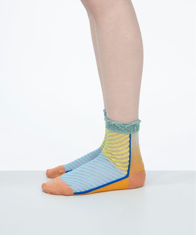 COQ しまうま シアーストライプソックス ライトオレンジ