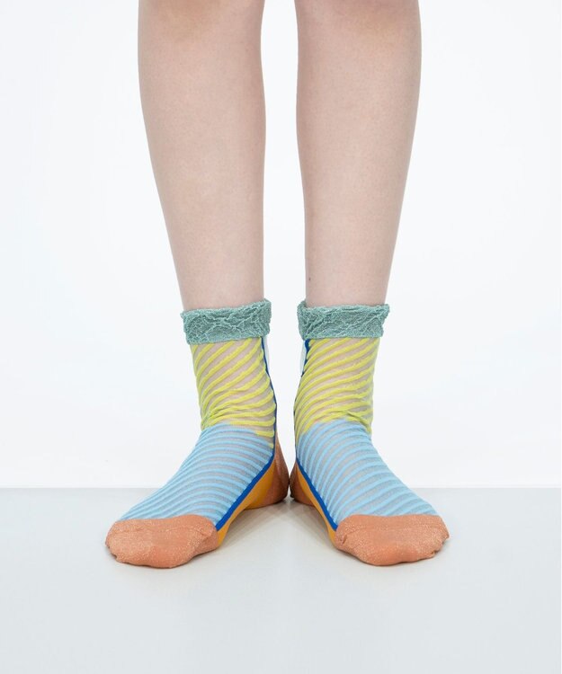 COQ しまうま シアーストライプソックス ライトオレンジ