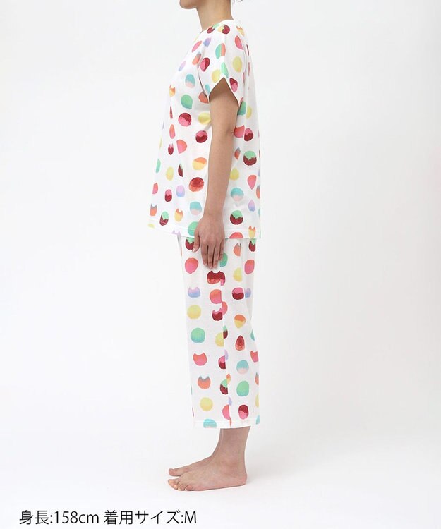 tsumori chisato SLEEP ツモリチサト パジャマ 3分袖 半袖 8分丈 綿100%(本体) 天竺素材 レディース UDT156 /ワコール アイボリー