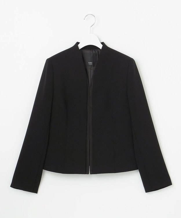 自由区 FORMAL 【洗える/縦横ストレッチ】セオプラスエス横二重ジャケット＋ワンピース ブラック系