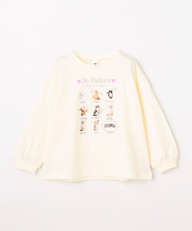 ANY KIDS 【綿100%】ネコアソート 長袖Tシャツ エクリュ