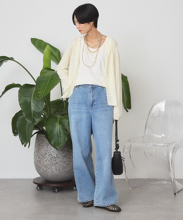 AMERICAN HOLIC シアーチェックカーディガン Yellow