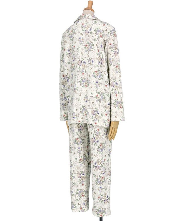 WACOAL パジャマ 長袖 長ズボン 綿100%(本体) あったか ミントン レディース NDW427 /ワコール ホワイト