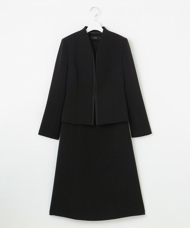 自由区 FORMAL 【洗える/縦横ストレッチ】セオプラスエス横二重ジャケット＋ワンピース ブラック系