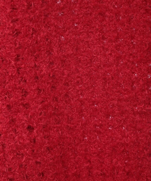 earth music&ecology 格子編み襟付きニットカーディガン Red