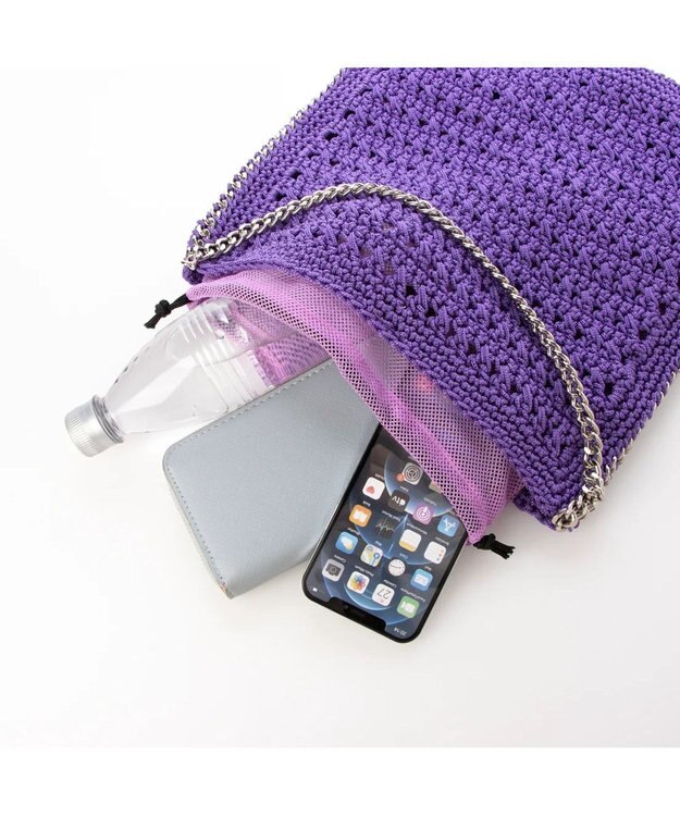 UNBILLION cachecache チェーンかがり横編みワンショルダー パープル