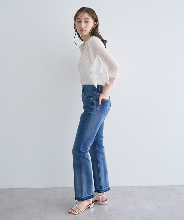 YECCA VECCA カットオフスリムストレートデニムパンツ Indigo