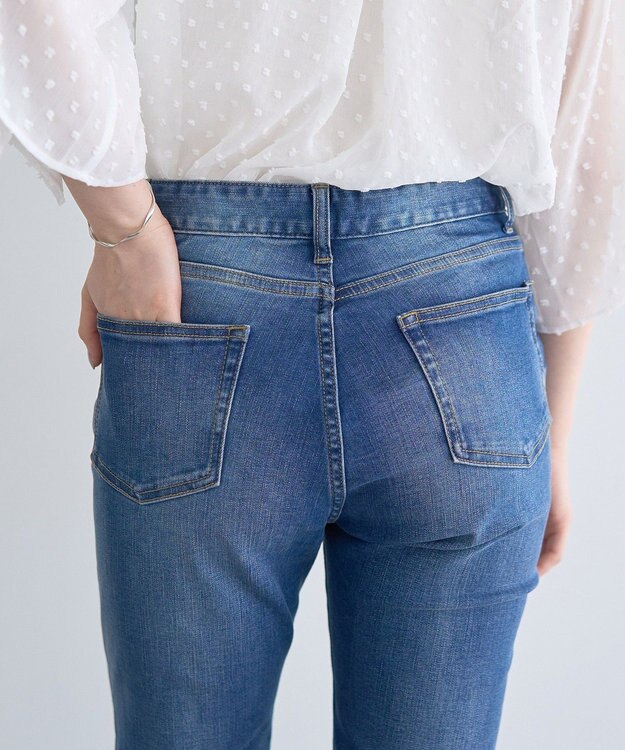 YECCA VECCA カットオフスリムストレートデニムパンツ Indigo