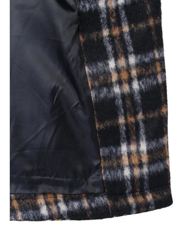 AMERICAN HOLIC チェックコクーンミディコート Check Navy