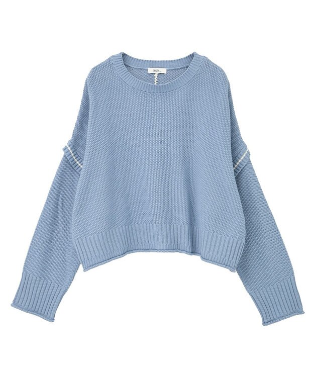 earth music&ecology 【洗濯機洗い可 / 選べる丈】アンチピリングC/A選べる丈配色ニット ブルー