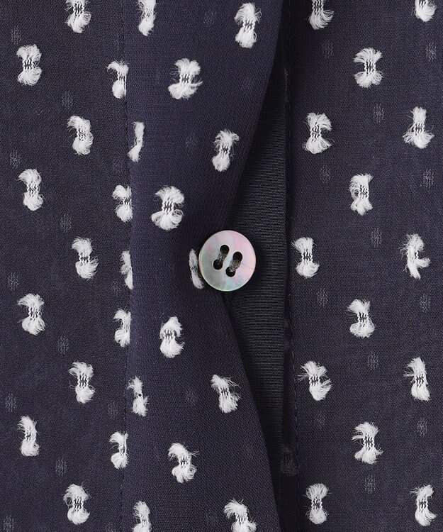 #Newans 【ANSWER for シティライフ】ドットデザインシアーシャツ ネイビー系×ホワイト系ドット