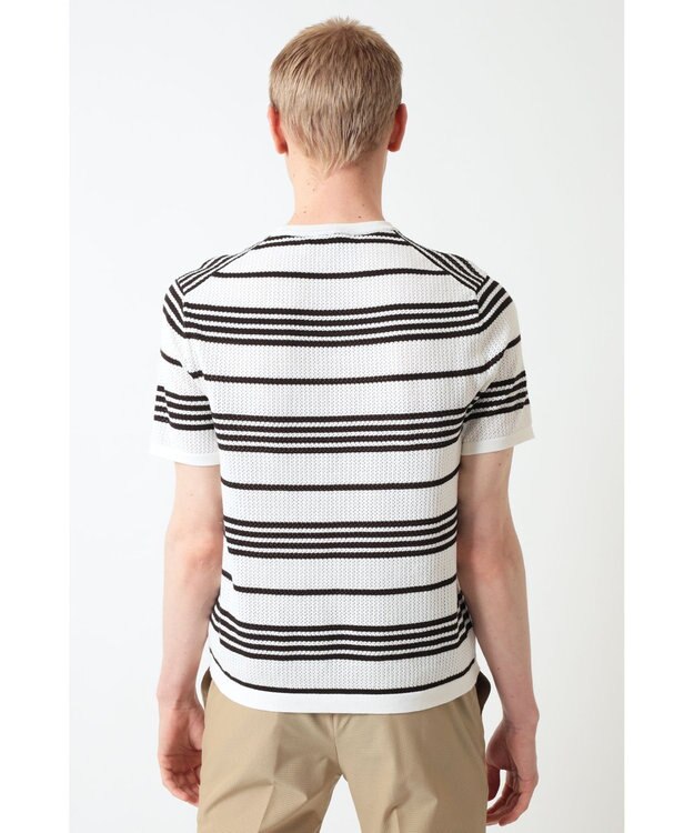 DAKS ポインテールストライプニットTシャツ ブラック