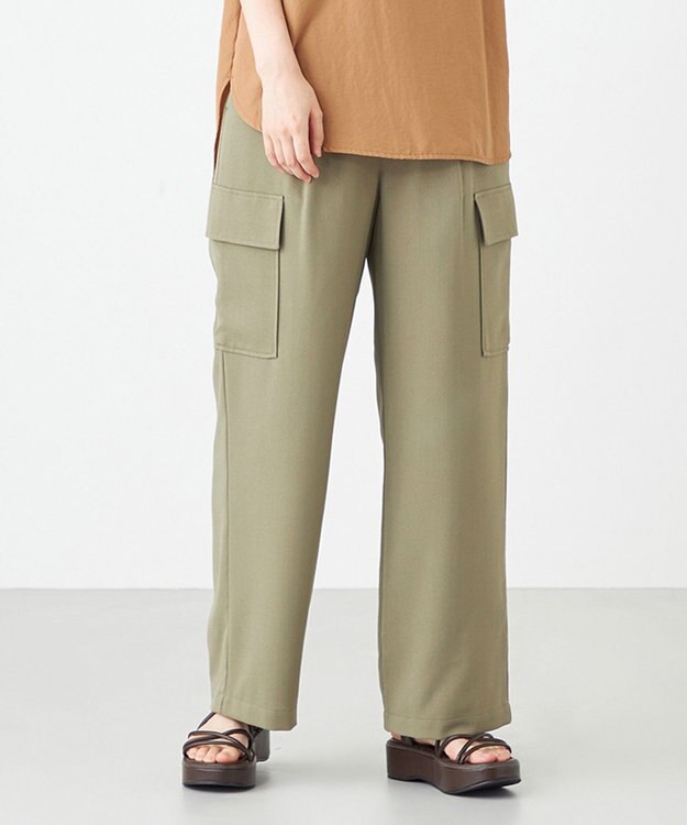 SHARE PARK LADIES サイドポケットブッチャーパンツ カーキ系