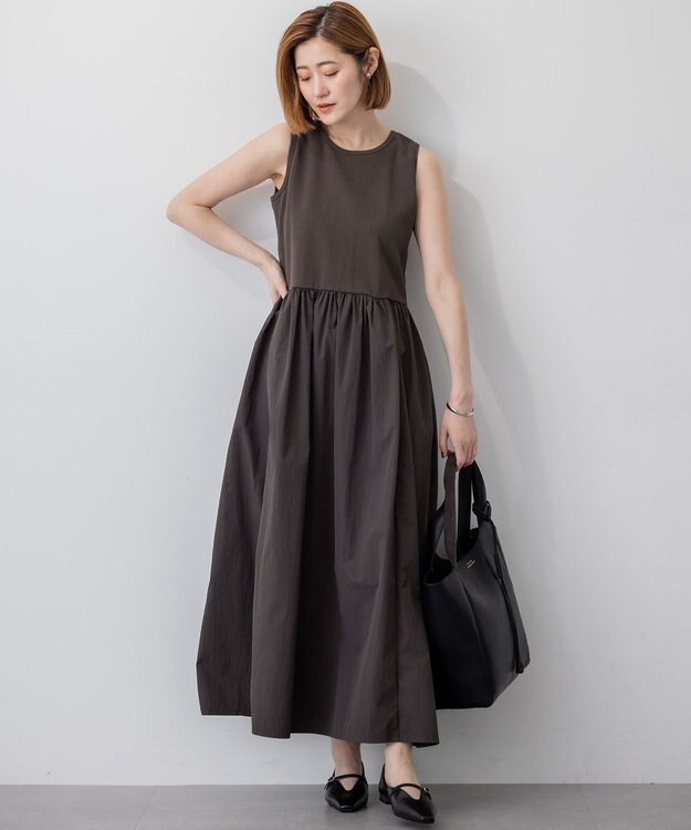 23区 【Oggi8月号掲載/洗える】ニットレイヤード ワンピース ダークブラウン系