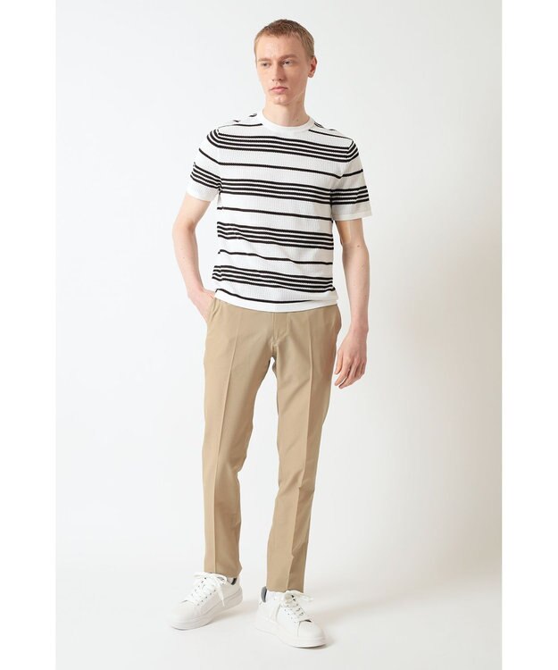 DAKS ポインテールストライプニットTシャツ ブラック