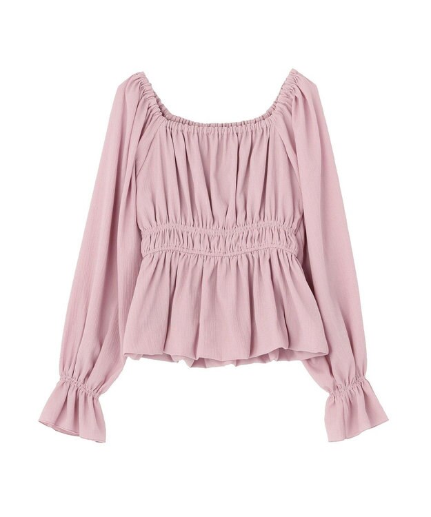 earth music&ecology バルーンヘムブラウス Pink
