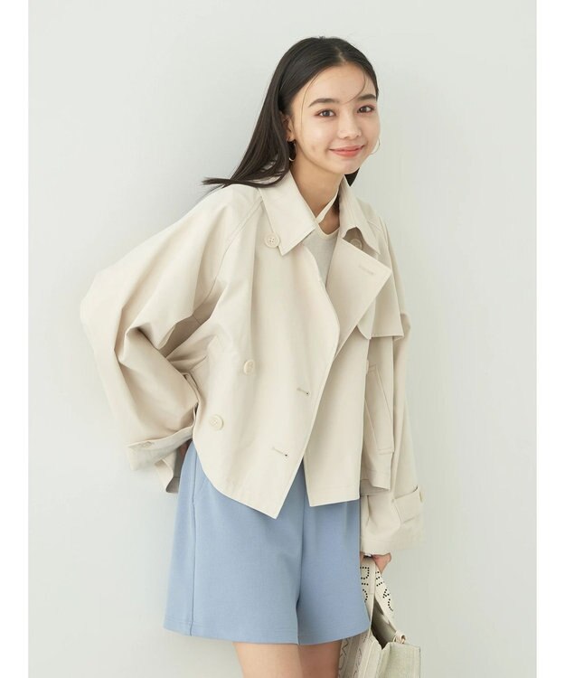 earth music&ecology ショートトレンチコート Ecru