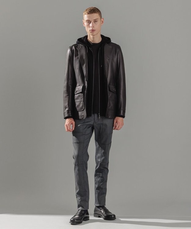 JOSEPH HOMME 【イージーケア】 ヴィスコースリンクス　ジップアップニットフーディー ブラック系