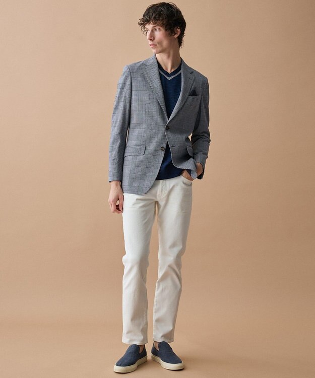 JOSEPH ABBOUD 【イタリア糸使用・清涼感・軽量・洗える】スラブギマ　Vネックニット ネイビー系