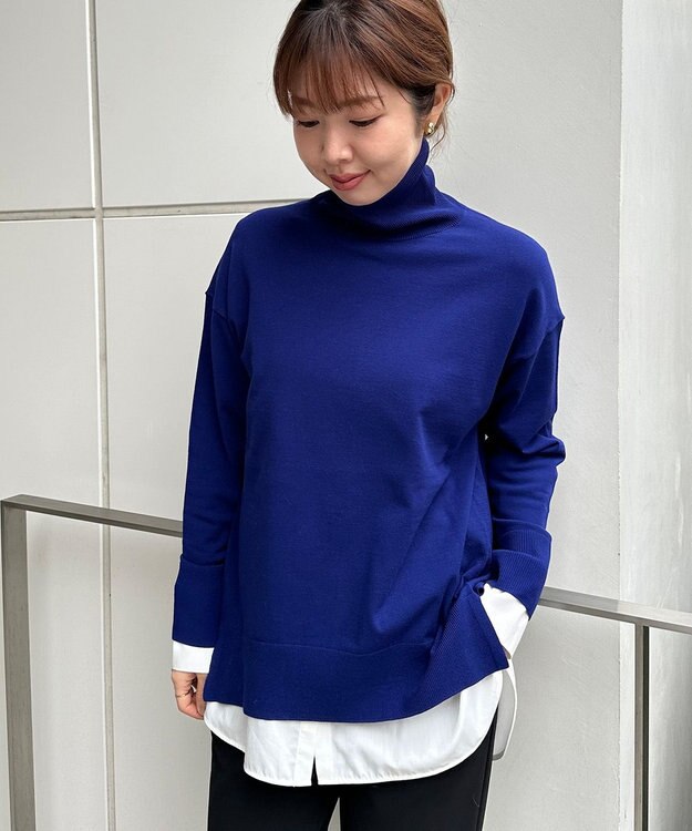 UNFILO マイビューティーニット タートルネック ブルー