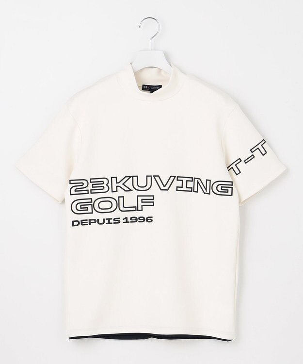 23区GOLF 【MEN】【UVカット・吸水速乾】グラフィック モックネックシャツ ホワイト系