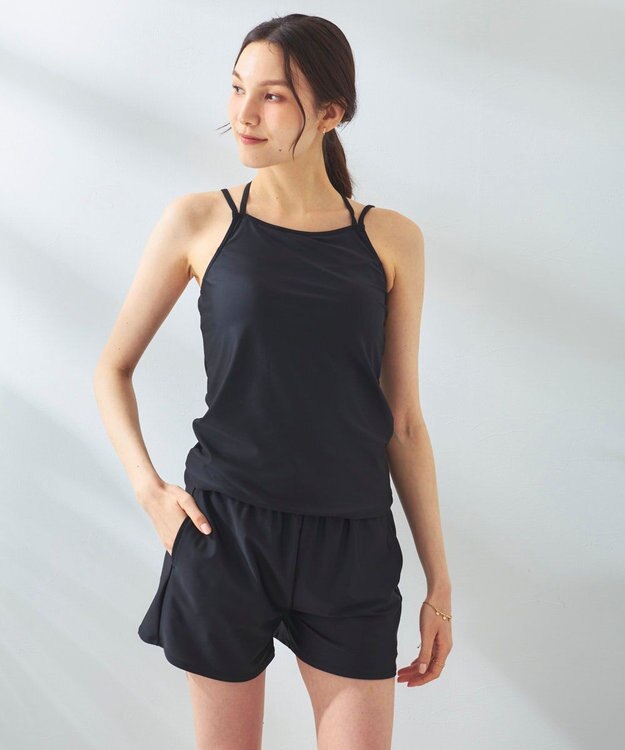 OP／FILA 【Ocean Pacific】シアートップス付き4点セット水着 ブラック