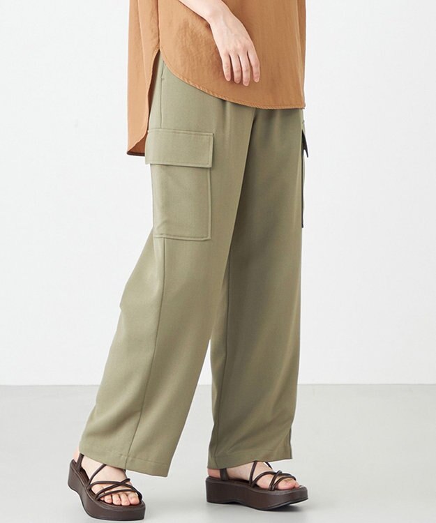 SHARE PARK LADIES サイドポケットブッチャーパンツ カーキ系